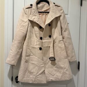 Women's Cream Double-Breasted Coat